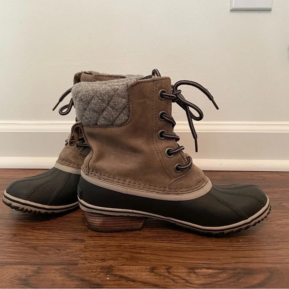 Sorel Slimpack ll Lace Boot Sz 7.5 Leather Winter Duck Boot Lace Up